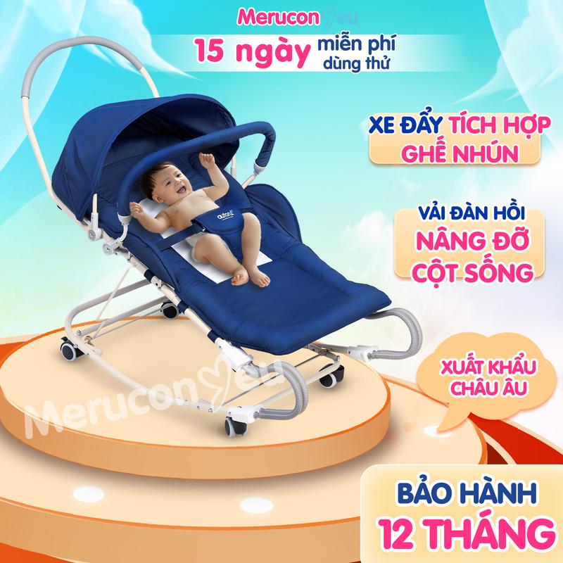 Xe Đẩy Cho Bé Tích Hợp Rung Nhún Autoru F2 Pro Có Bánh Xe Đẩy Cho Bé , Bé Ăn Bột, Ngủ Trưa, Tắm Nắng Có Mui Che Chống Muỗi