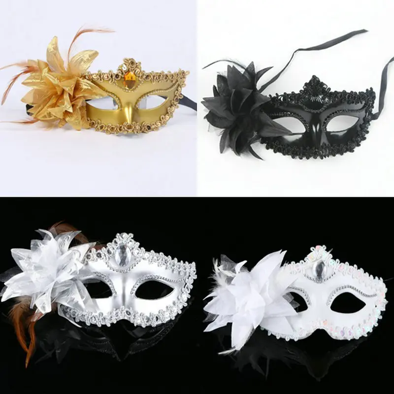 Side Lily Flower Mask Princess Queen Style Venetian Masquerade Mask Concert Halloween Birthday Party