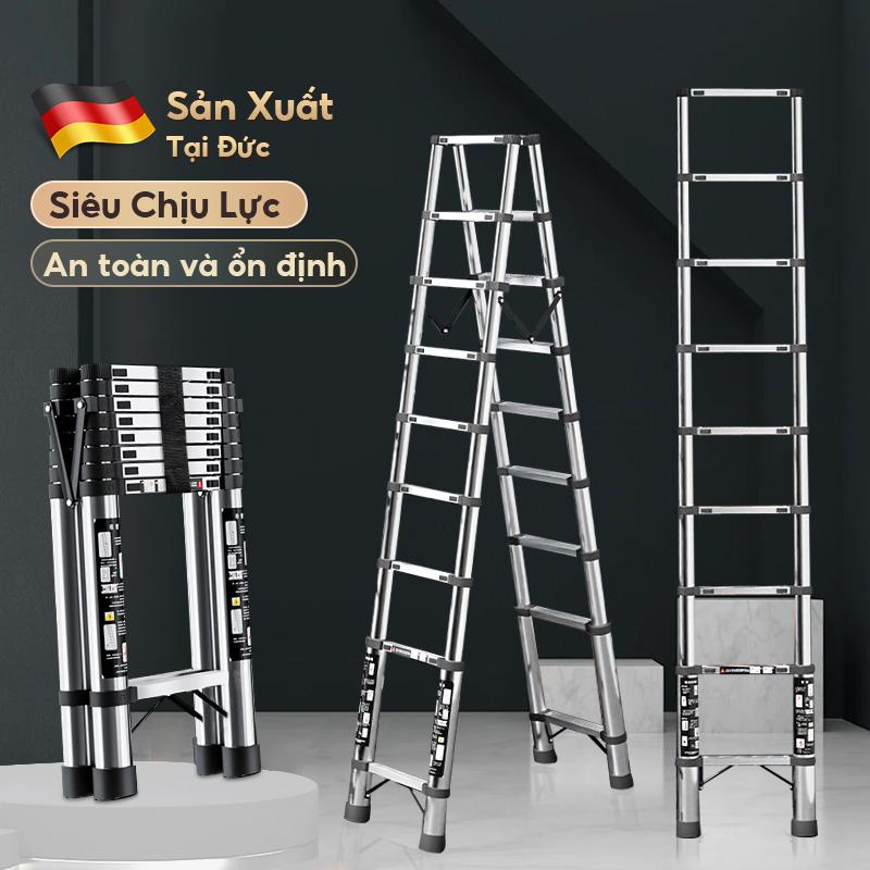 DECROOM thang inox đa năng gia đình thang xương cá thang gấp di động thang tre nâng bậc thang