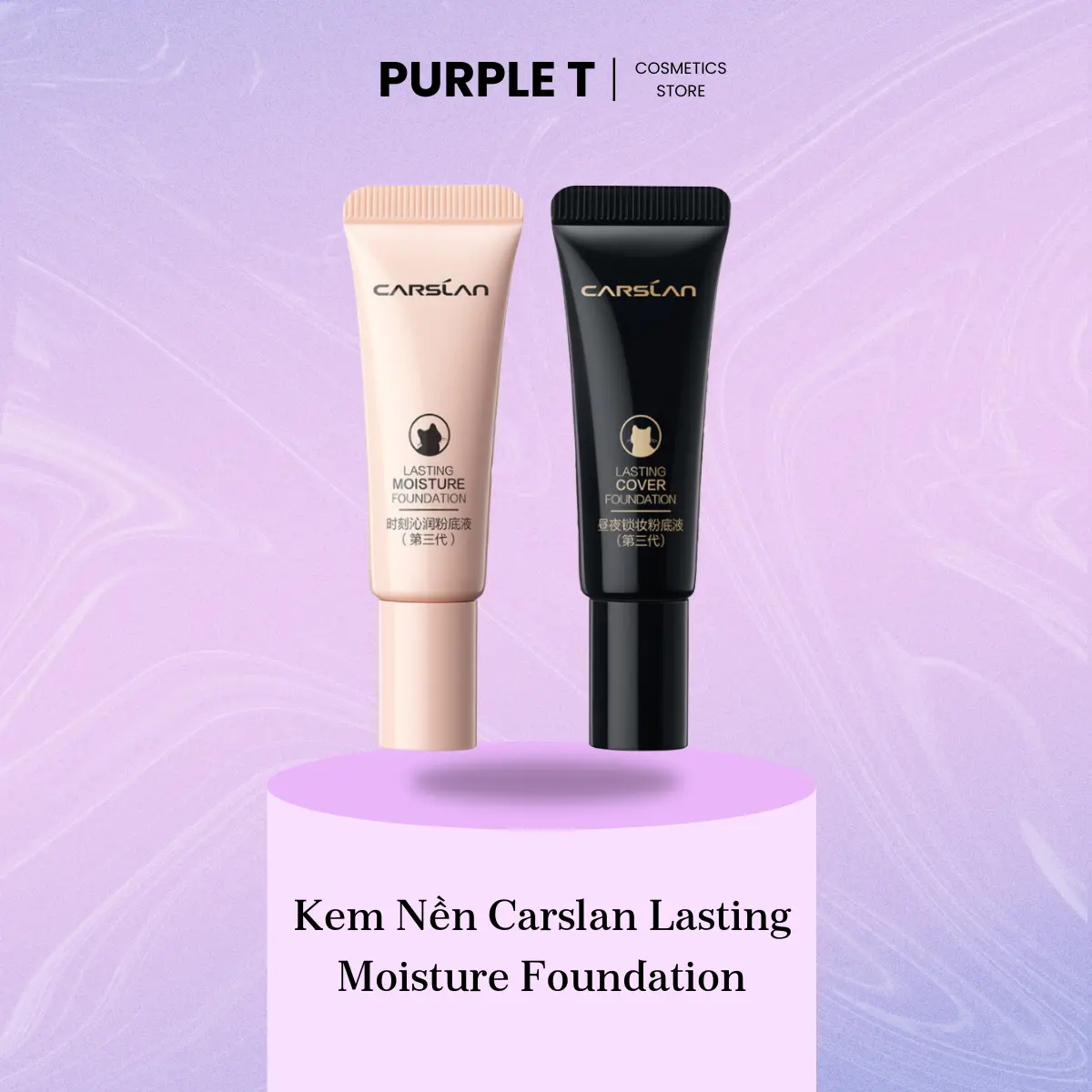 Kem Nền Carslan Lasting Moisture Foundation Ẩm Mịn, kiềm dầu Lâu Trôi - tone P02 mini size 5g