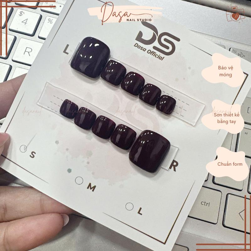 Móng tay , chân form hàn ngắn NAILBOX tay chân màu BASIC trắng da xinh xắn tặng kèm keo dán móng TK008 miếng sơn trơn giả