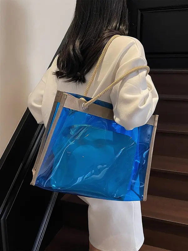 Fashionable Clear Tote Bag, Casual Versatile Shoulder Bag for Women, Trendy All-match Bag for Daily Use 8