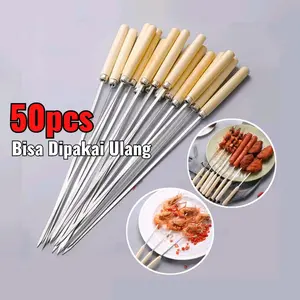 Tusukan Sate Stainless Steel Alat Tusuk Sate Ayam Kambing BBQ Jagung Sosis