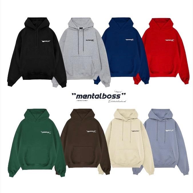 Áo hoodie boxy Signature Mentalboss có zip nhiều màu