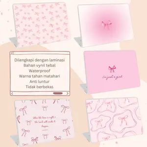 Garskin Stiker Laptop Ribon Pink Cover Protector Skin Lucu Minimalis Pelindung Semua Jenis Laptop