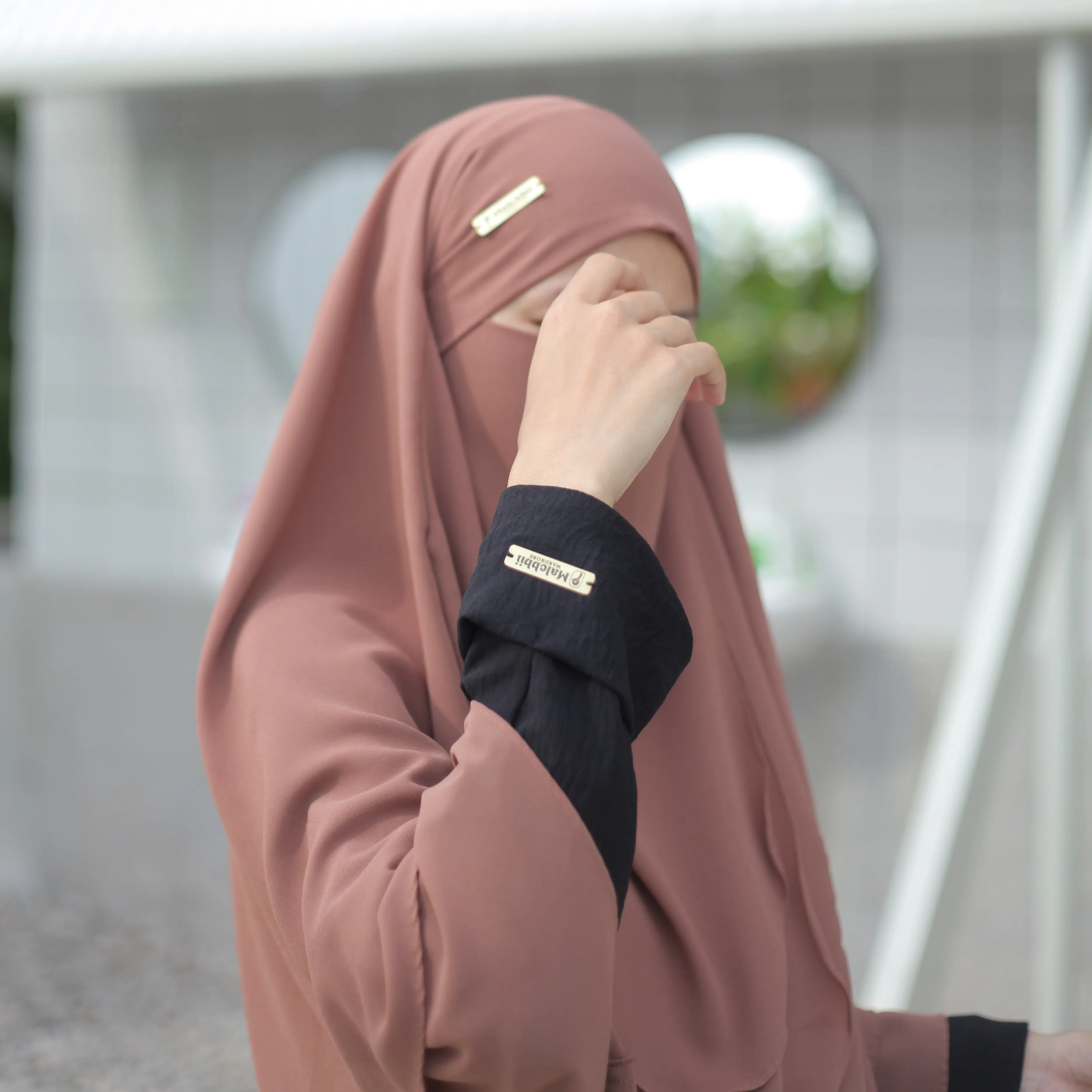 French Khimar Hulya Ceruty Babydoll 2 layer, free cadar layer muslim  syari