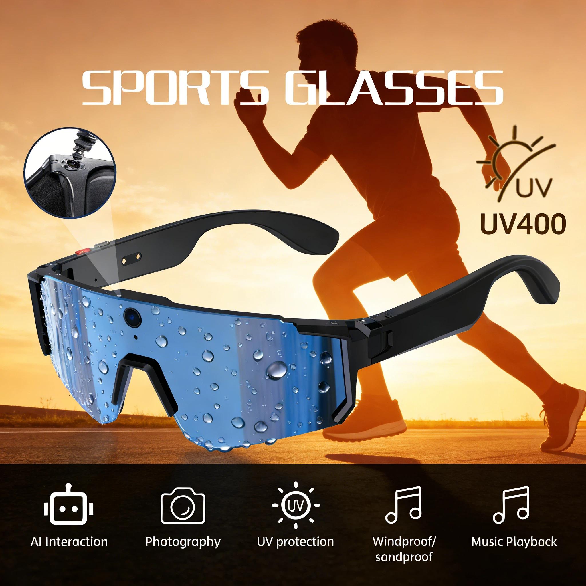 4K Polarized Sunglasses AI Smart HD 800W Camera Bluetooth Call Translation For Men Cycling Anti Glare Driving UV400 IP54 Goggles