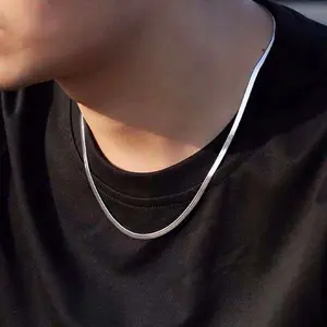 Kalung titaniun model belut pipih fashion wanita / pria Titanium 24k