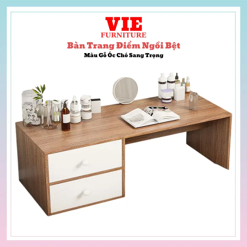Bàn Trang Điểm Ngồi Bệt Có Ngăn Kéo - Bàn Làm Việc Ngồi Bệt Gỗ MDF Phủ Melamine Cao Cấp