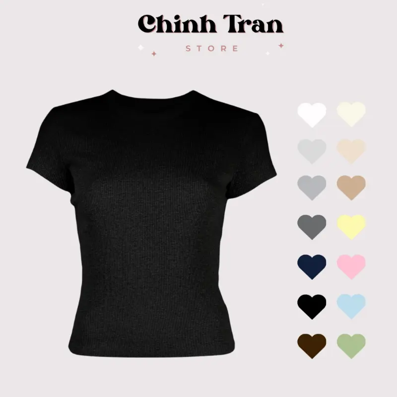 [ Siêu rẻ + hình thật] Áthun trơn form ÔM babytee đủ màu basic chất liệu thun con giãn 4 chiều fit dáng siêu đẹp Nữ Women Top Cổ Tròn Áo
