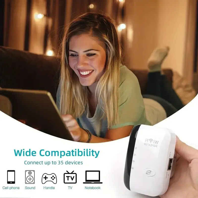 WiFi Range Extender, WiFi Repeater, WiFi Extenders Signal Extenders for Home, 2.4GHz Repeater with Ethernet Port & Access Point, Enhancing Wireless White Network Coverage, Office Accessories, Funny Gift 3