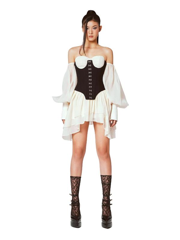 LSOUL - Limerence Set Áo Corset Váy Cúp Ngực Tay Dài A23082727 V23081569 Nữ Women Kem Top Cup