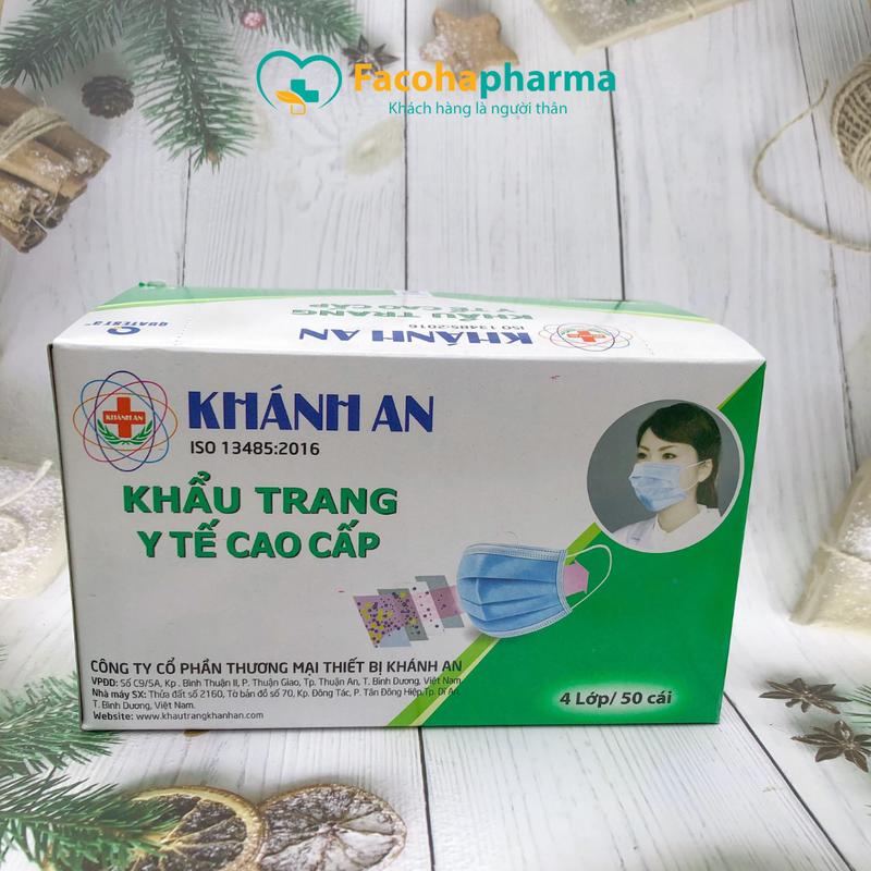 Khẩu trang y tế 4 lớp kháng khuẩn cao cấp Hộp 50 cái Khánh An