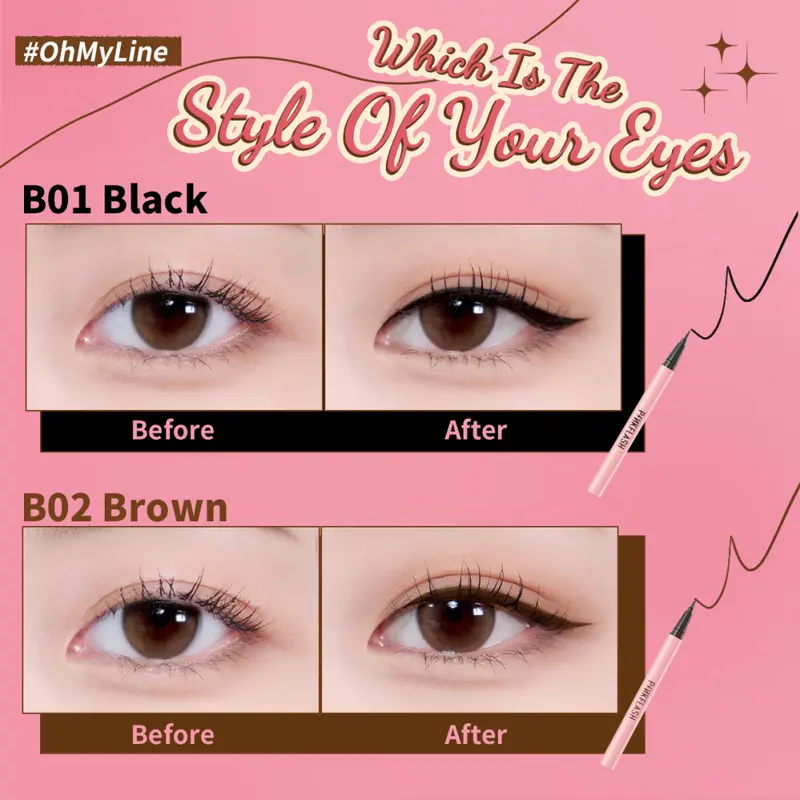 Bút Kẻ Mắt Dạng Lỏng Màu Đen, PINKFLASH, Không Thấm Nước, Chống Mồ Hôi, Nhanh Khô, Lớp Hoàn Thiện Lì Bút Kẻ Mắt Dạng Lỏng, Thích Hợp Để Trang Điểm Mắt, Mỹ Phẩm Cosmetic Nữ 4