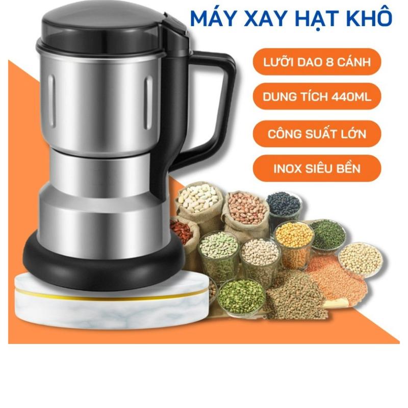 Máy Xay Hạt Khô, Xay Bột, Tiêu Cà Phê Đa Năng, Công Suất 250w, 8 Lưỡi Dao Cực Bén, Chất Liệu Cối Inox