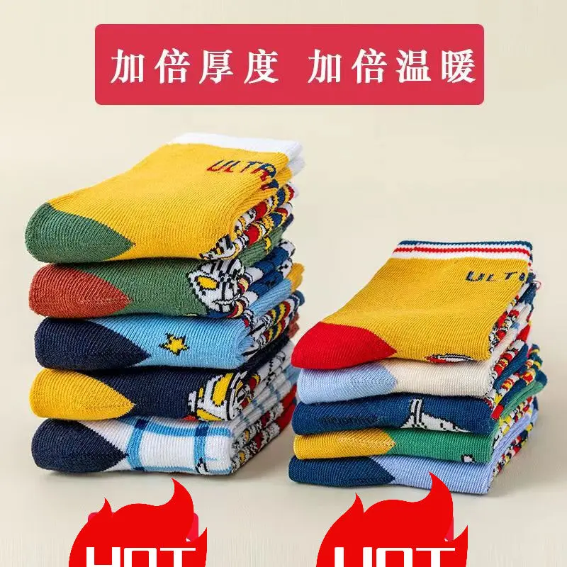 Tất Trẻ Em, Cho Mùa Thu Và Mùa Đông, Tất Ống Ultraman, Tất Bông Hoạt Hình, Cho Bé Trai, Thích Hợp Cho Học Sinh 1-12 Tuổi, Tất Trẻ Sơ Sinh Ấm Áp, Thích Hợp Cho Mùa Xuân Và Mùa Thu 4