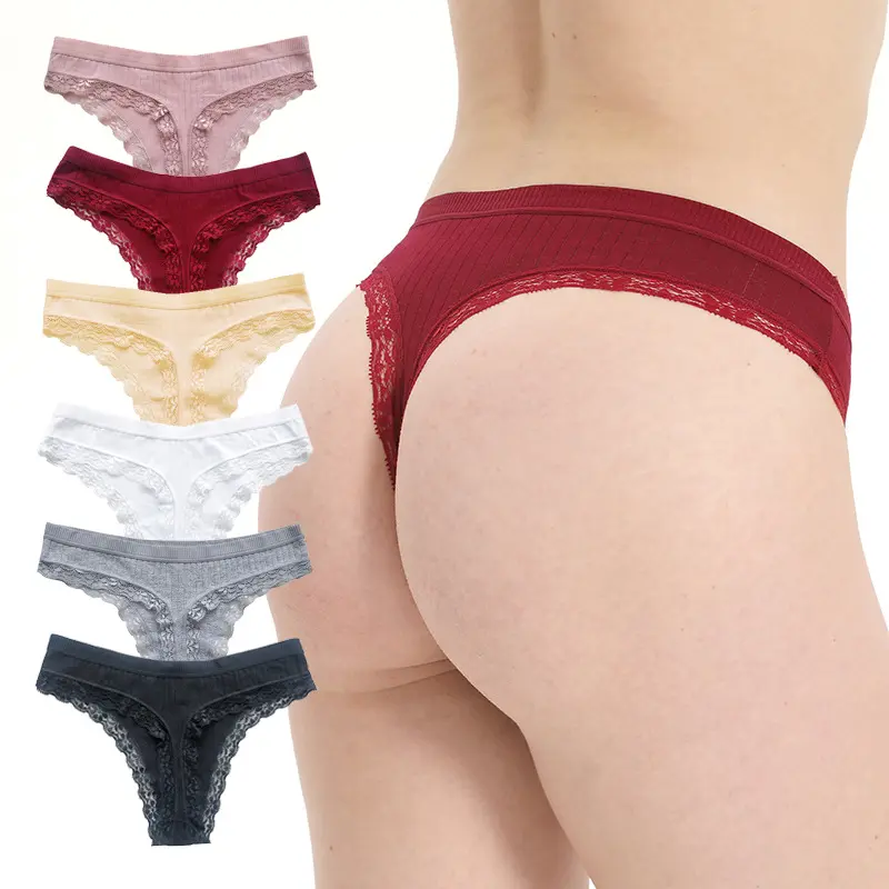 Quần Lót Gợi Cảm, Ren, Đen Và Đỏ, Làm Bằng Cotton Nguyên Chất, Thích Hợp Cho Bé Gái, Quần Tam Giác, Thiết Kế Gợi Cảm