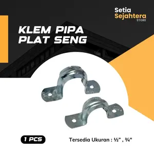Klem Pipa Plat Seng Besi 1/2 3/4 inch - 1 pcs