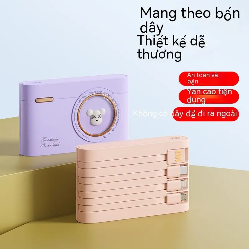 Sạc Dự Phòng Mini, Chính Hãng, Dung Lượng 20000mah, Hỗ Trợ Sạc Nhanh, Thiết Kế Camera, Tích Hợp 4 Cáp, Tương Thích Với iPhone, Remax, Xiaomi, Huawei 1
