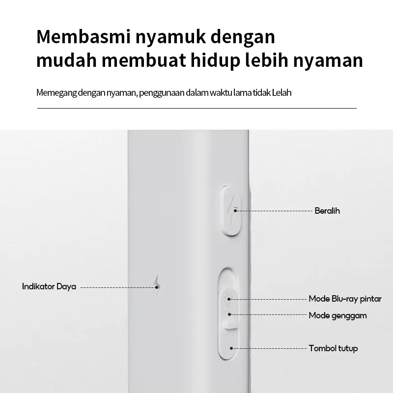 【COD】Homelix Raket nyamuk 3 in 1 Mosquito killer HRDWP01WT putih Baterai Listrik Kabel 6