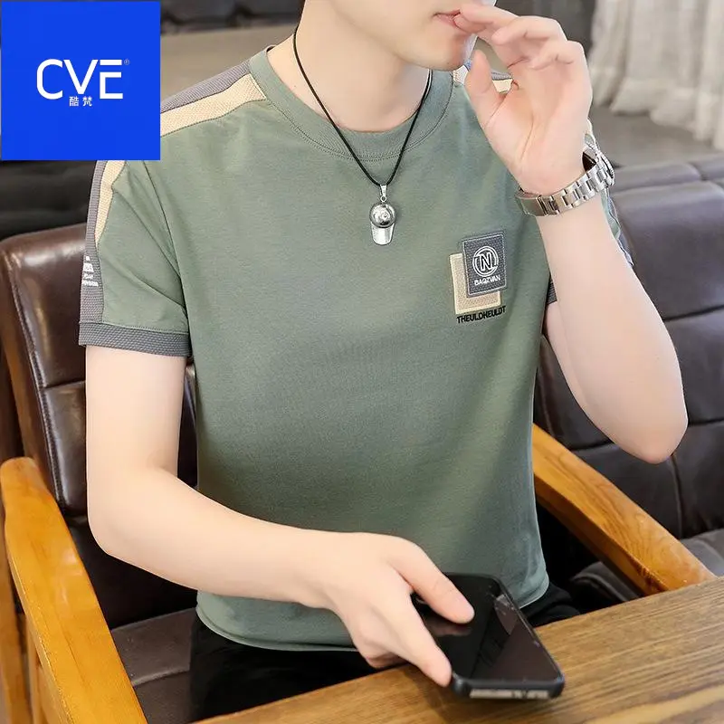 Áo Thun ngắn Tay Cho Nam, Thương Hiệu Hợp Xu Hướng Phong Cách Anh Quốc Thường Ngày Cảm Giác Cao Cấp, Chất Liệu Lụa Lạnh Tay Lửng Thời Trang, 2025