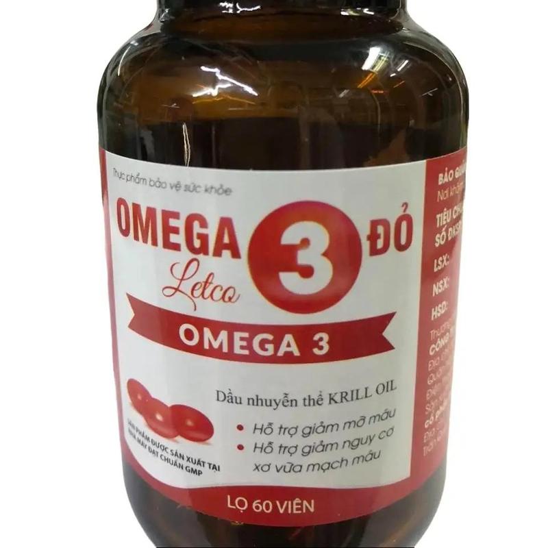 Omega 3 đỏ ( Dầu nhuyễn thể Kril Oil ) Letco Lọ 60 viên. Giúp bổ sung EPA, DHA, Cải thiện Chloesterol cho cơ thể-TPBVSK03 2