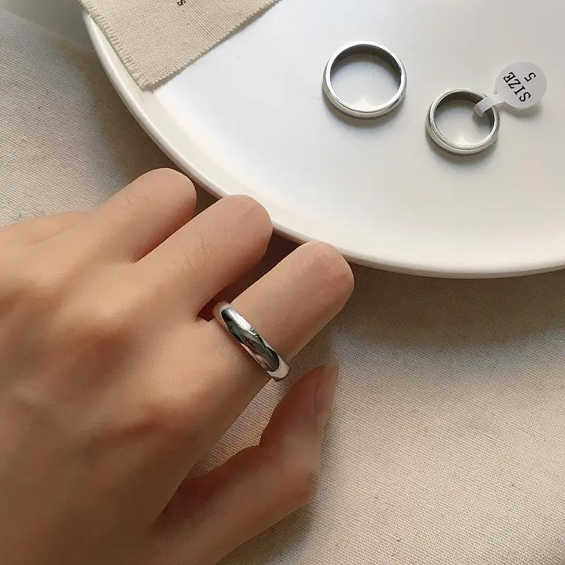 Nhẫn Thép Titan Phong Cách Hàn Quốc Đơn Giản, Mạ Vàng 18K, Nhẫn Cặp Đôi, Dành Cho Nam Và Nữ 5
