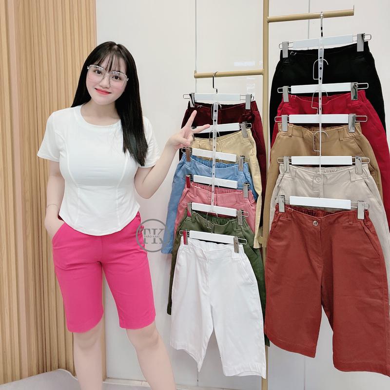 ROSACA Quần Ngố Nữ Kaki Lưng Thun Ngang Gối Nhiều Màu Chất Đẹp