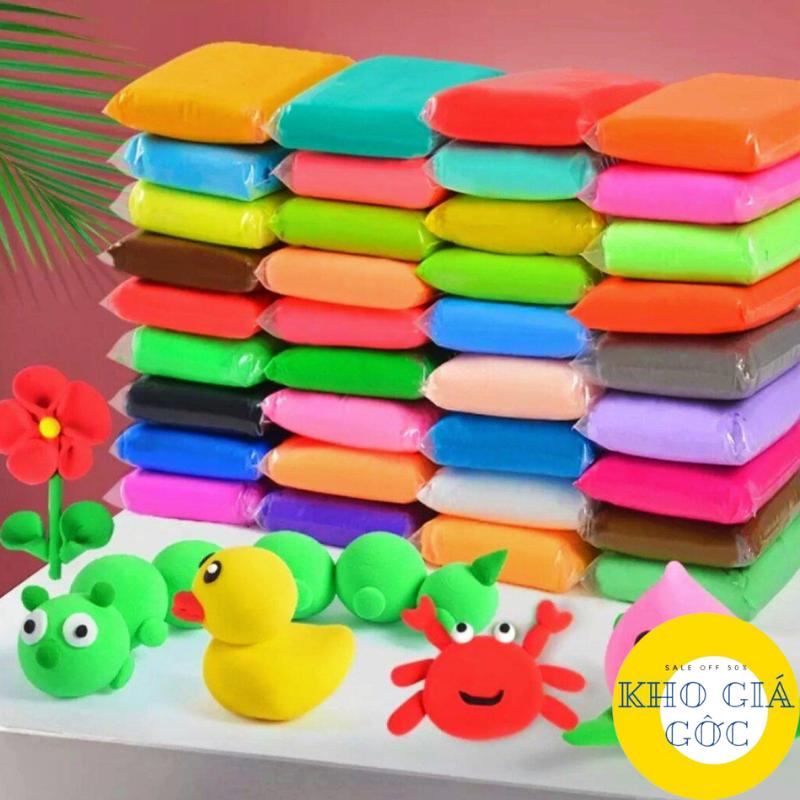 Combo 5 set 60 gói màu đất sét tự khô 12 màu an toàn nặn hình cao cấp siêu nhẹ dành cho bé làm butter slime trang tr
