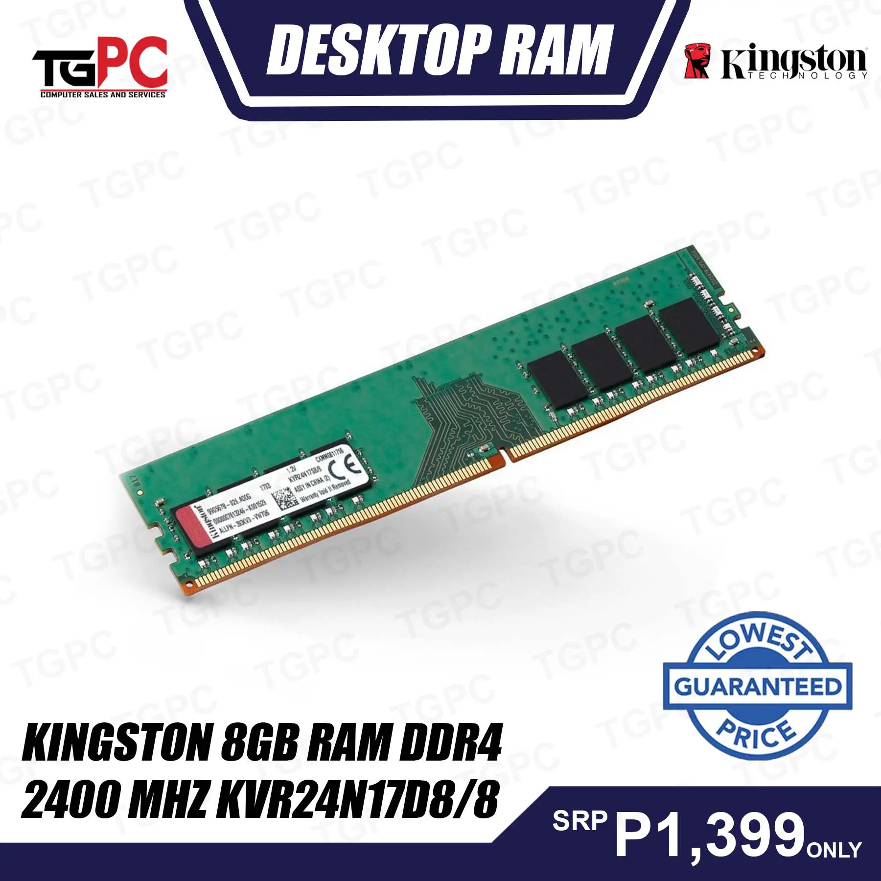 Kingston 8Gb Ram DDR4 2400 mhz kvr24n17d8/8 Desktop Ram