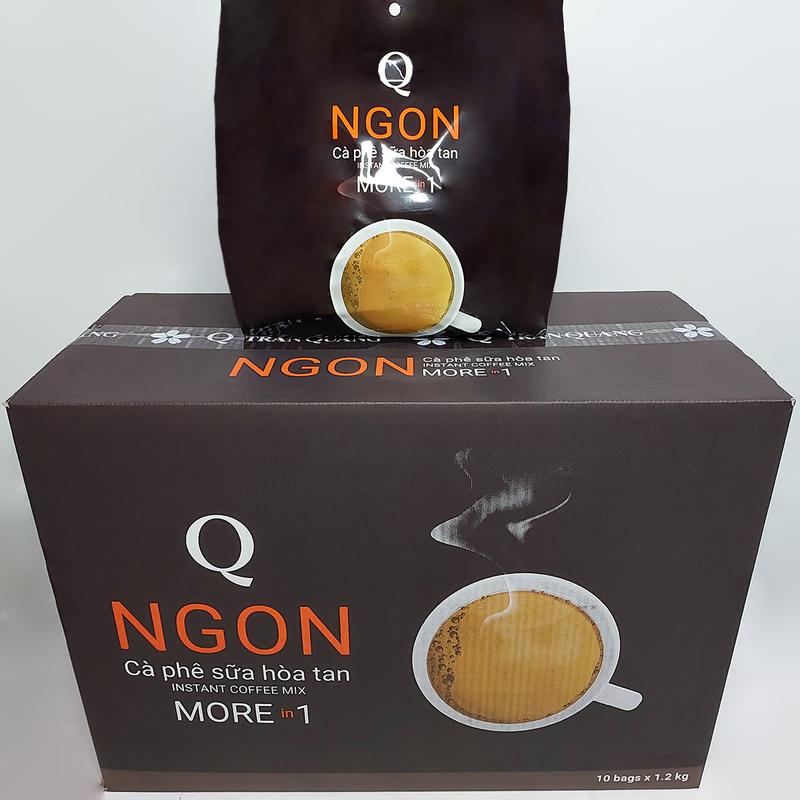 Thùng Cà phê sữa Ngon Trần Quang 10 bịch lớn (mỗi bịch 1.2Kg x 60 gói nhỏ 20g) Coffee Cafe