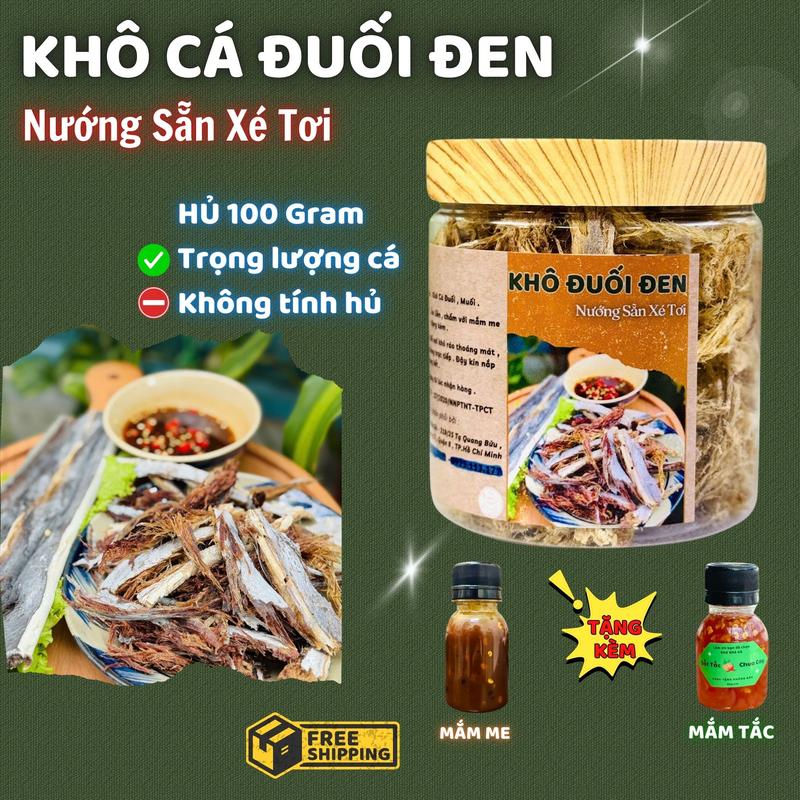 KHÔ CÁ ĐUỐI ĐEN ĂN LIỀN (100Gram) NƯỚNG SẴN XÉ TƠI - TẶNG MẮM ME hoặc MẮM TẮC - KHÔ ĐUỐI ĐEN THỊT NGỌT DAI THƠM NƯỚNG SẴN ĂN LIỀN - VỰA KHÔ NHÀ GÀ FOOD