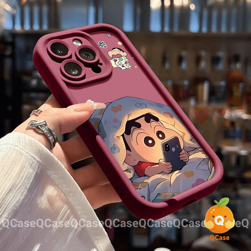  Phim Hoạt Hình Vui Nhộn Crayon Shin-Chan Case Tương Thích Cho IPhone 15 11 16 14 13 12 Pro Max 6 6s 8 7 Plus Xr XS Max SE 2020 16 14 15 Plus Bìa Mềm Dễ Thương 