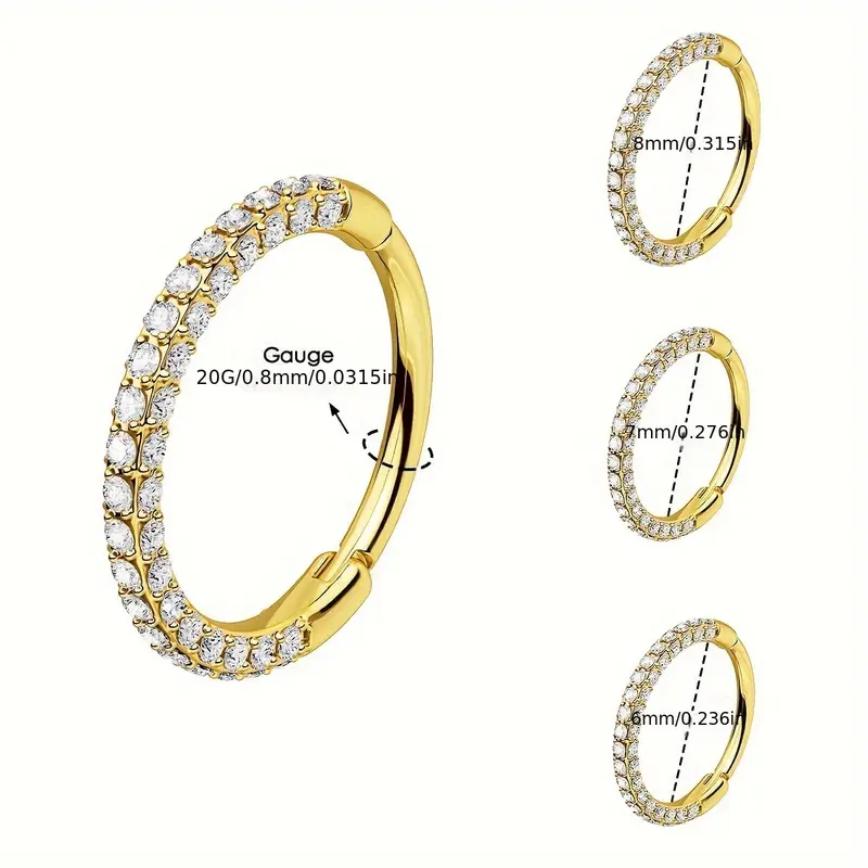 OUFER Women's 20G Triple-Sided CZ Hinged Segment Nose Hoop Ring - 316L Stainless Steel Elegant & Luxurious Body Jewelry for Cartilage, Helix, Daith, Lobe Piercings - Valentine's Day Gift, Daily Wear 4