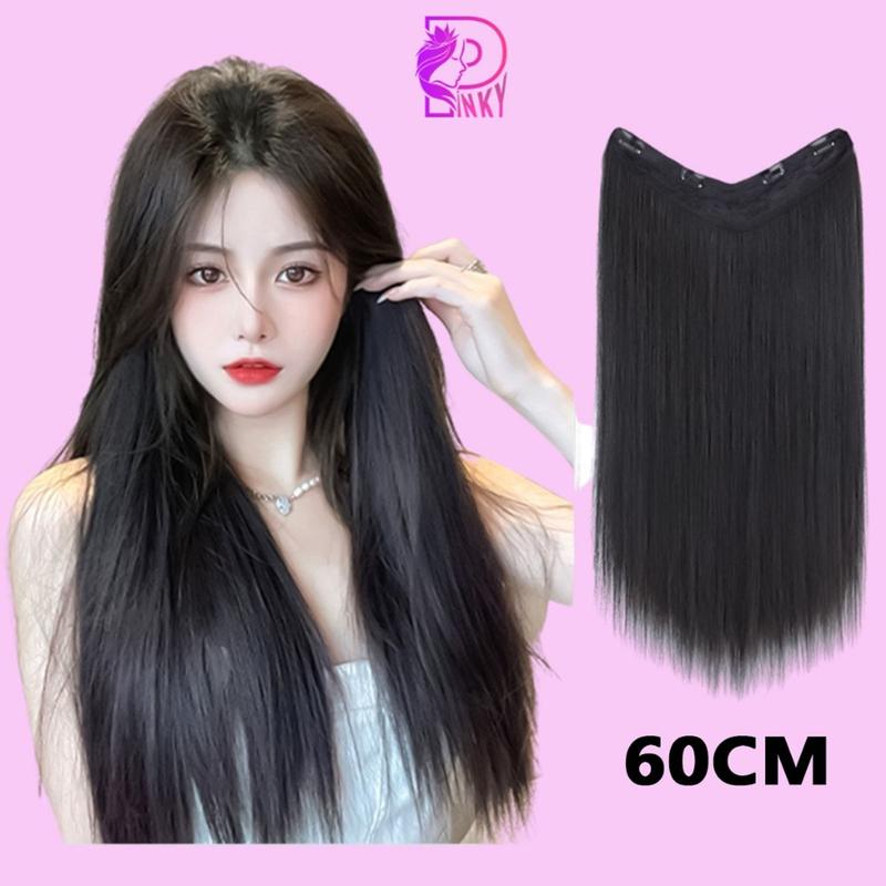 Tóc giả nửa đầu thẳng 60cm, Tóc kẹp U duỗi thẳng mềm mượt phong cách hàn quốc Women Wig tóc  kẹp