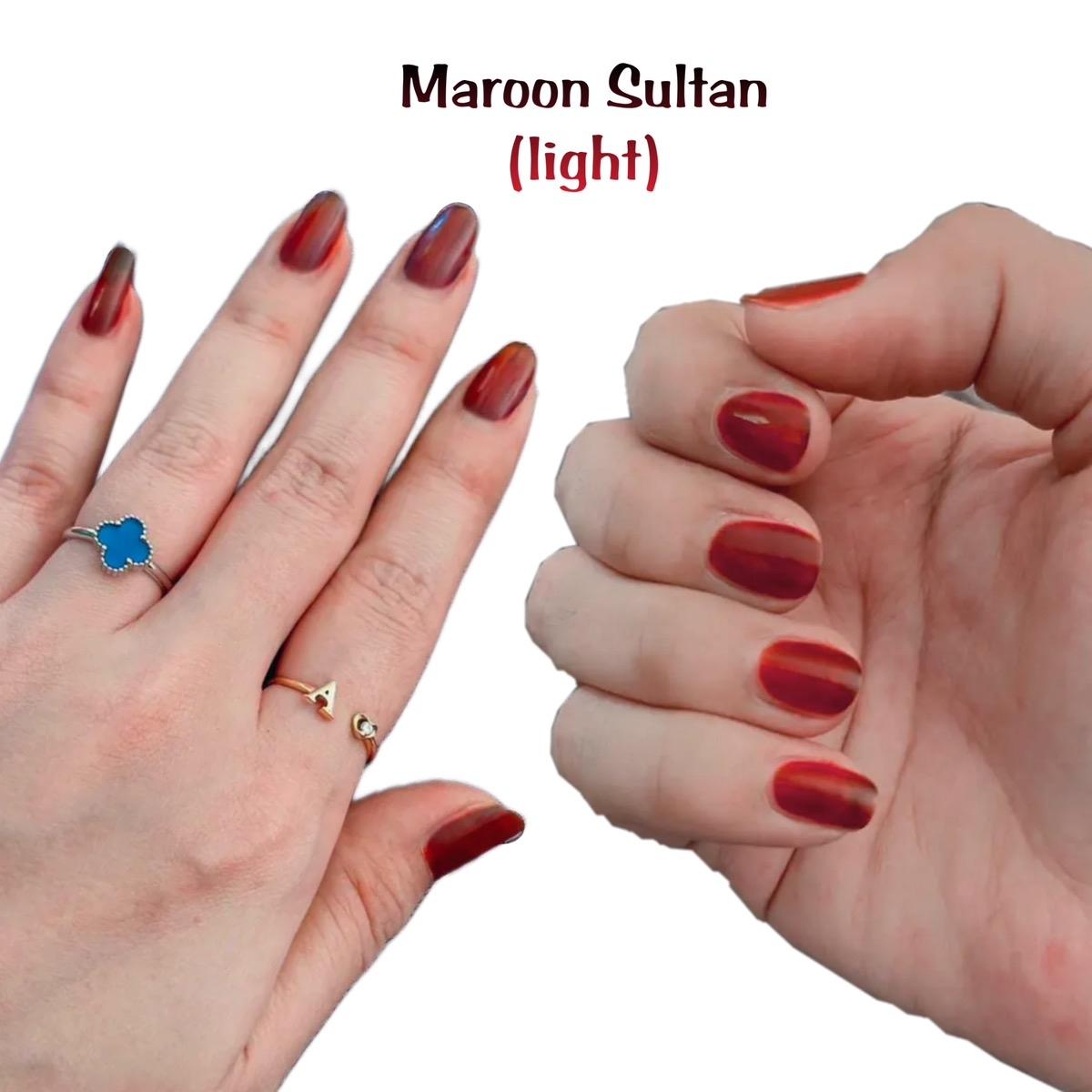 Rahma Henna Berkilau Paket Lengkap dengan serum kuku / Dark Maroon/ Black Red/ Nail Art/ Kuku Halal / kutek henna Polish