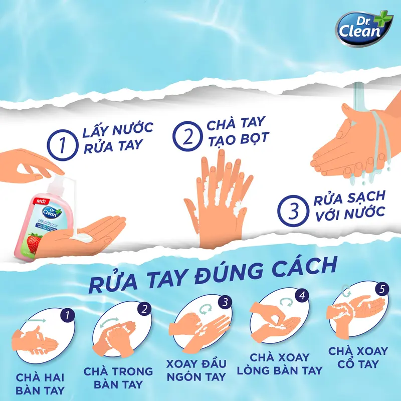 Combo đủ mùi 6 chai sữa rửa tay DrClean trái cây thanh mát, sạch khuẩn mềm dịu da tay 500ml 7