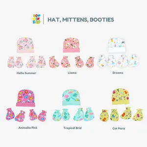 BONBINZOO - Topi Sarung Tangan Kaki Anak Bayi Perempuan Katun Anak-Anak