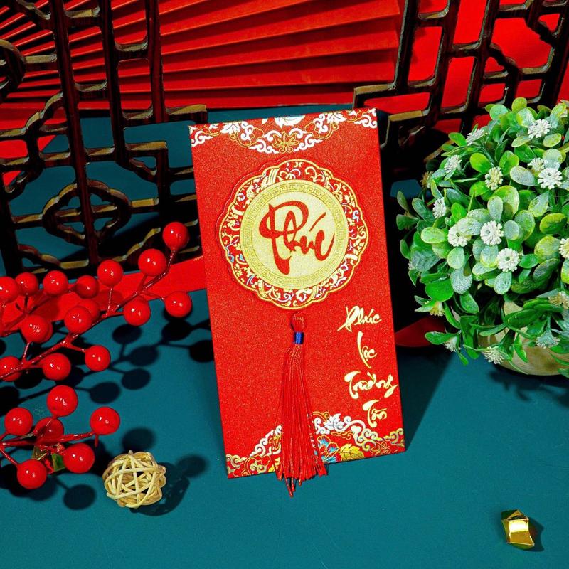 Product Introduction of [ 1 phong bao lì xì tết ] BAO LÌ XÌ ÁNH NHŨ KIM TUYẾN, câu chúc cát tường, mẫu mã sang trọng 38