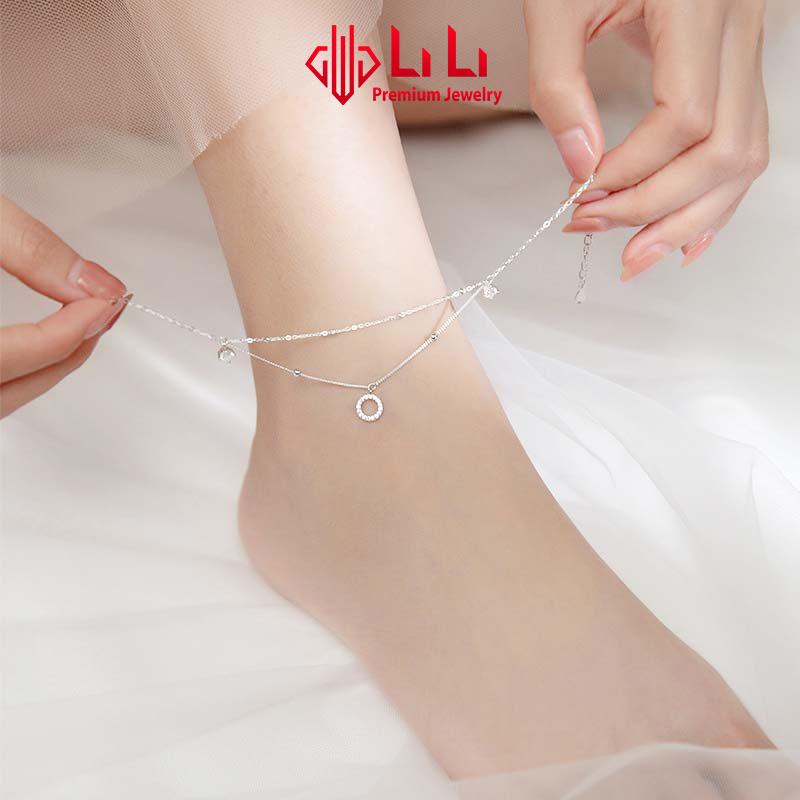  Lắc chân bạc nữ LiLi S925 đính đá CZ cao cấp 2 tầng Eirlys LILI_919288 