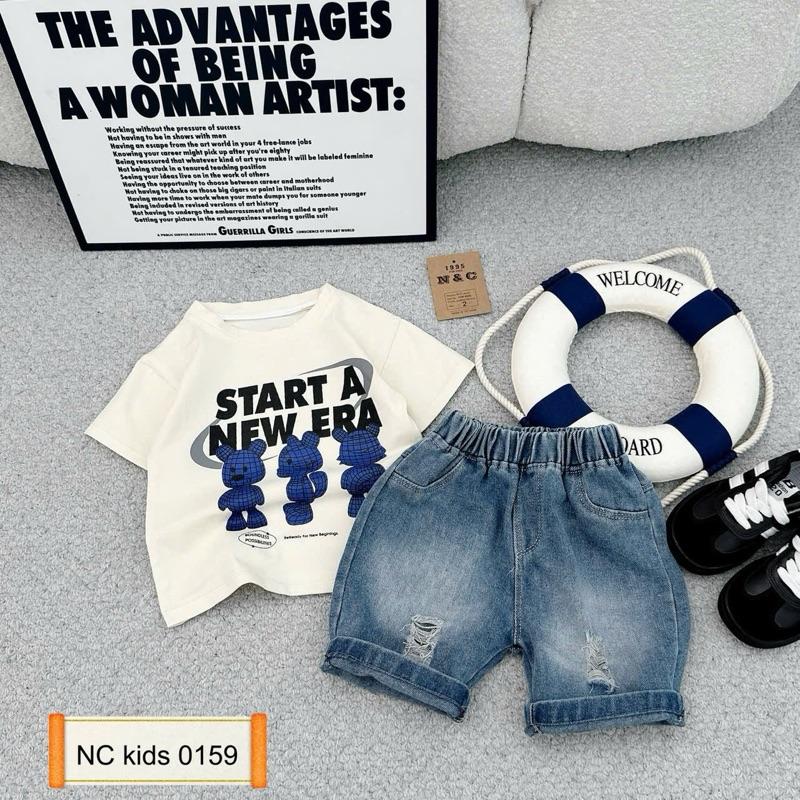 Set đồ bé trai áo thun hình 3 con gấu quần jean rách nhẹ - Chất vải xịn - Hàng loại 1