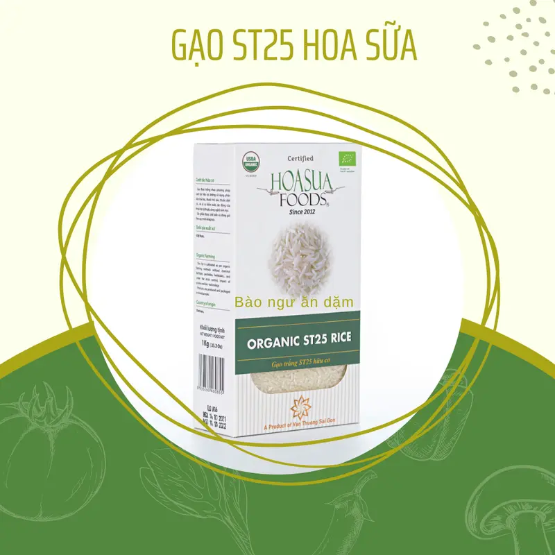 Gạo trắng hữu cơ Organic ST25 Hoa Sữa Foods - Gạo trắng hữu cơ Japonica 1kg thơm ngon cho bé tập ăn dặm 1