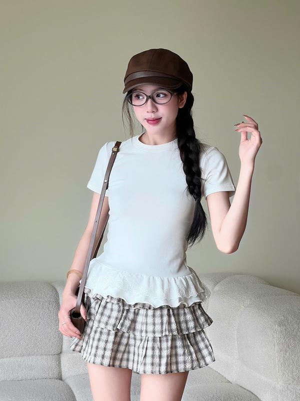 Áo Thun Babytee Phối Ren Gấu, Áo Phông Baby Tee Cổ Tròn Form Vừa Chất Vải Cotton Mùa Hè Thoáng Mát Premium Miho House