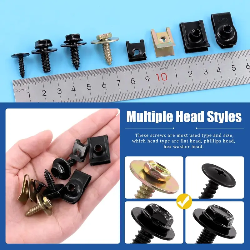 72Pcs 9 Sizes Screw Bolt Nut Retainer Car Engine Under Cover Splash Shield Guard Body Bolts Bumper Fender Liner Push Retainer Fastener Rivet Clips Assortment Kit 3