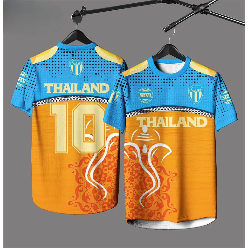 Unisex fashion Thailand national football team Loose breathable short sleeve T-shirt collar stretch size 10 men's top clothing