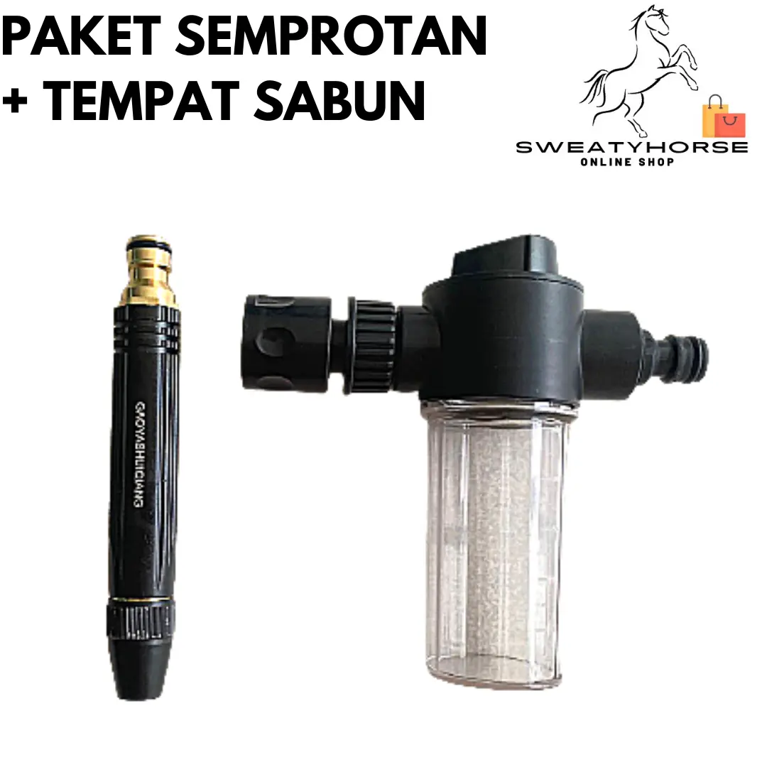 Paket Semprotan Tekanan Tinggi + Tempat Sabun Cuci Mobil 1/2 - 3/4Inch Car