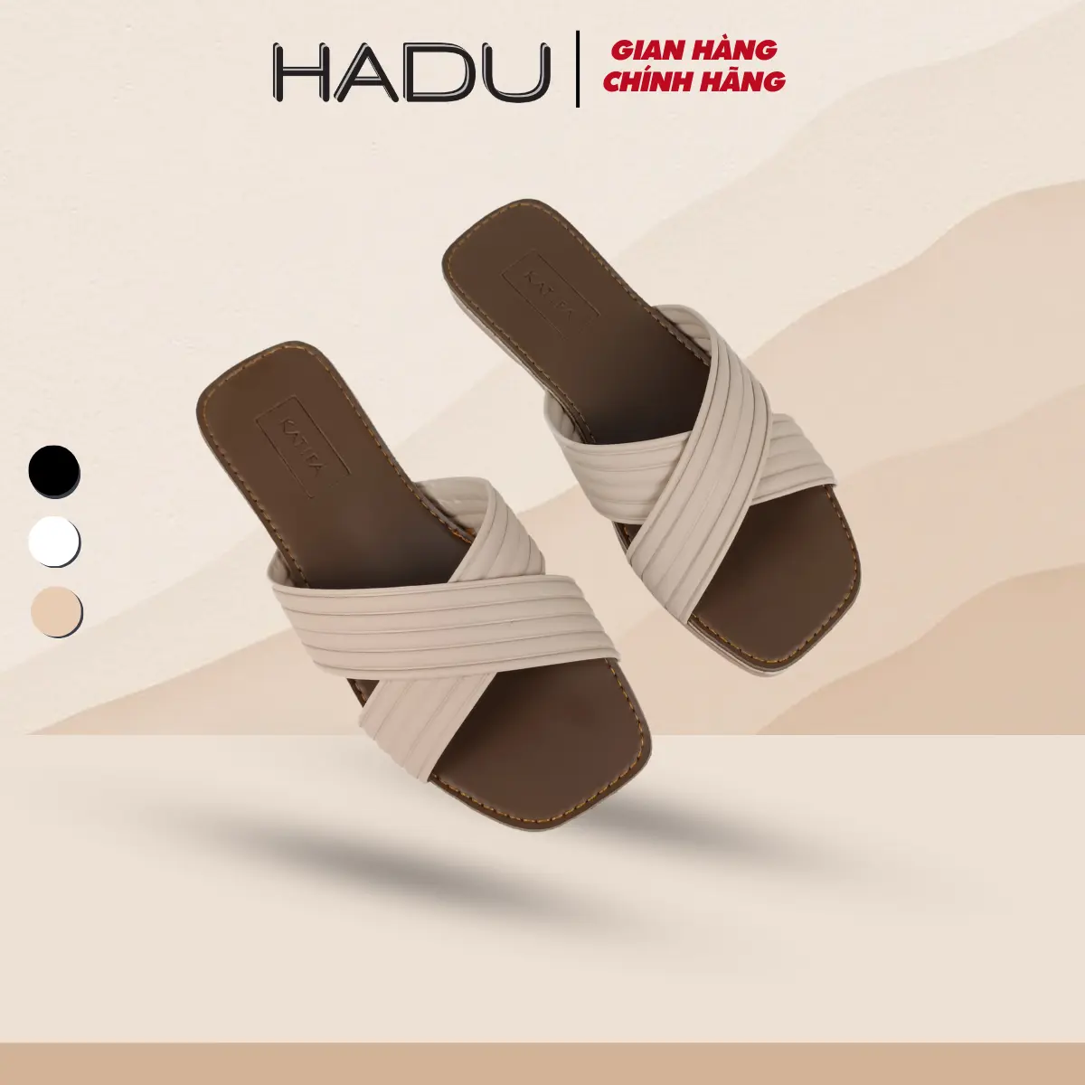 Dép Bệt Nữ Quai Chéo Sọc HADU K115D, Đế Cao Su Chống Trơn Trượt, Bảo Hành 12T DéP Shoes GiàY