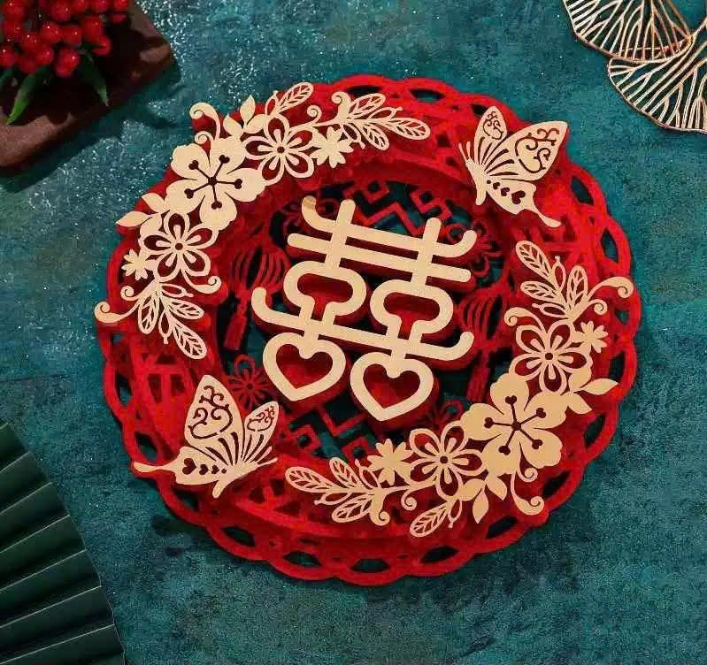 Chữ hỷ đám cưới 3D vải nỉ Cao Cấp dùng trang trí đám cưới, phòng cưới Party Home 5