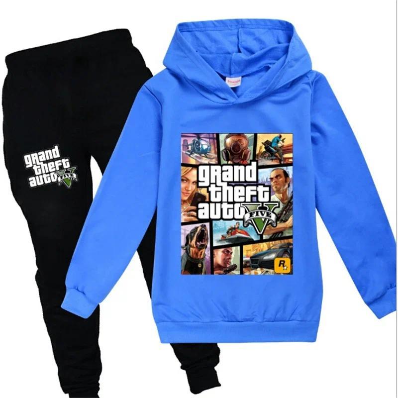 Product Introduction of Grand Theft Auto V GTA 5 Kids Pullover Clothes Sweatshirts+Pants 2pcs Sets Boys Cartoon Children Toddler Clothing Girls Outfits 3