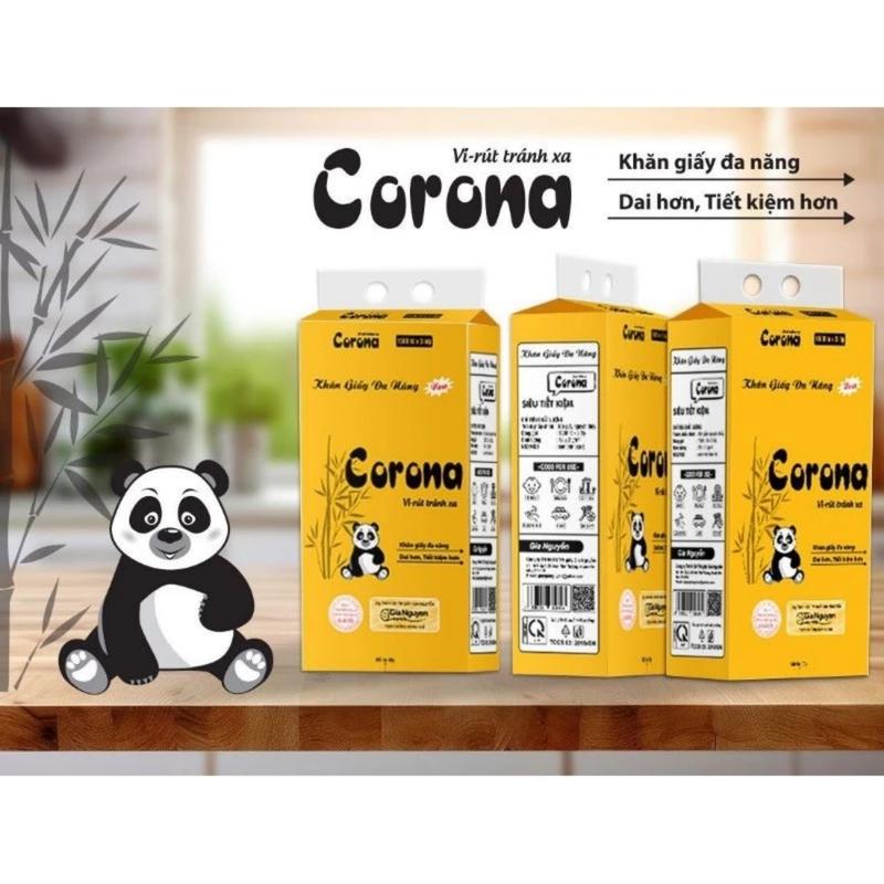 [Tặng móc treo] Thùng 4 gói Khăn giấy treo tường Corona dạng rút 1500 tờ 17,5x17,5 cm, khăn giấy đa năng tiện lợi Giấy Ăn